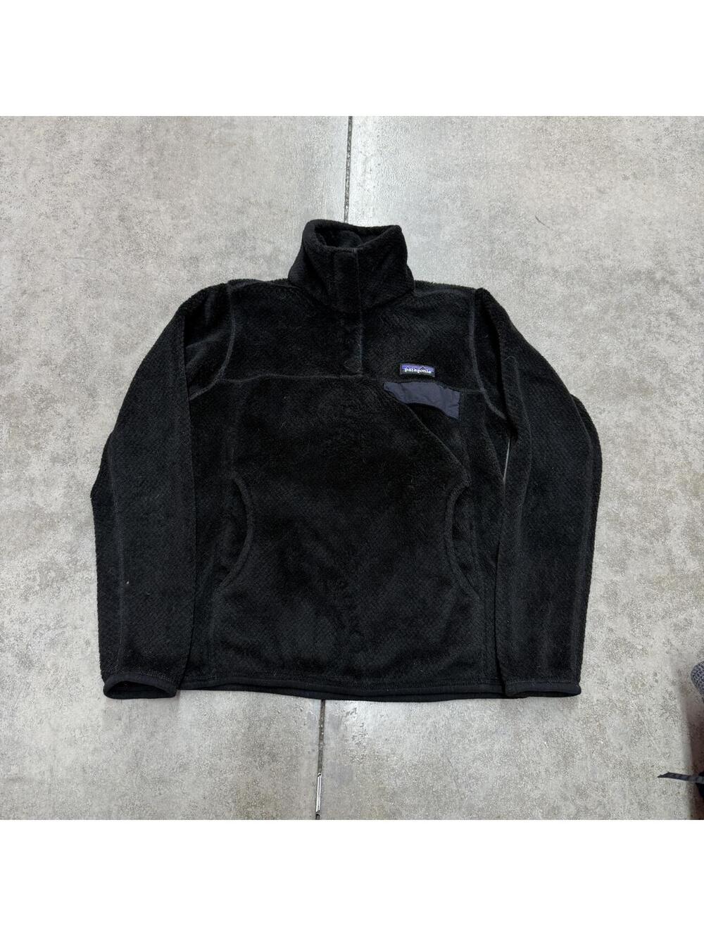 vintage patagonia re tool black deep pile fleece synchilla jacket size xs WOMENS